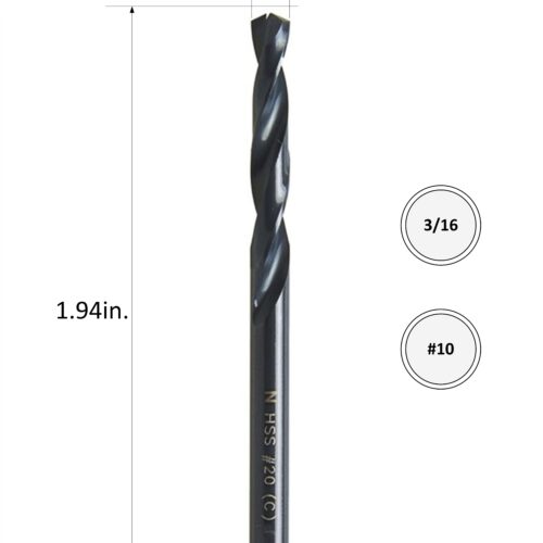 Drill Bit 10″  3/16  Black Cobalt